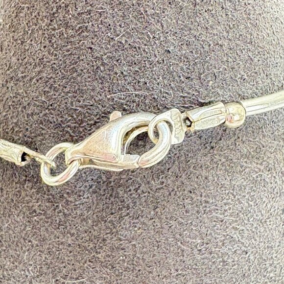 Sterling Silver 925 Child's Size Blue Cube Stone & Silver Tubing Bracelet 5" L - Picture 10 of 15